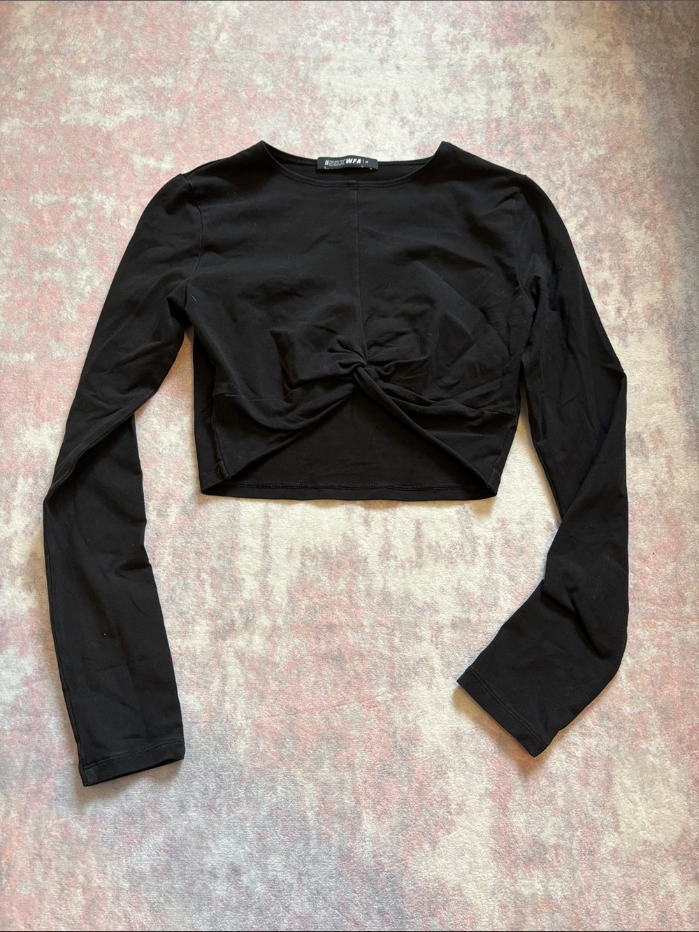 Sarah’s Day x White Fox Black Twist-Front Long Sleeve Crop Top